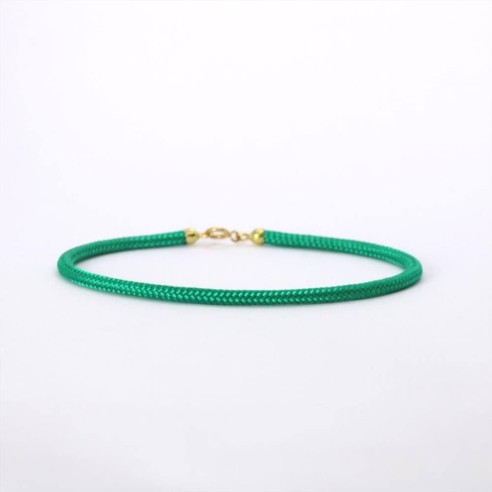 Bracciale  Cordino Verde Amuleto Sardo Terminali in Oro 750/000