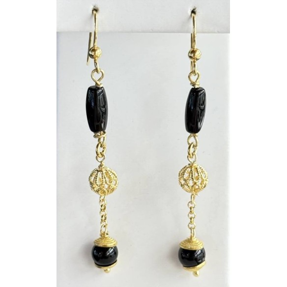 Orecchini Amuleto Su Coccu Pendenti in Argento Dorato