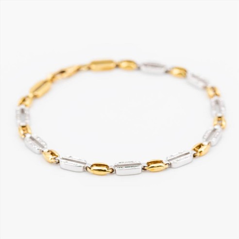 Bracciale Donna Oro 18 Kt giallo e bianco e Diamanti