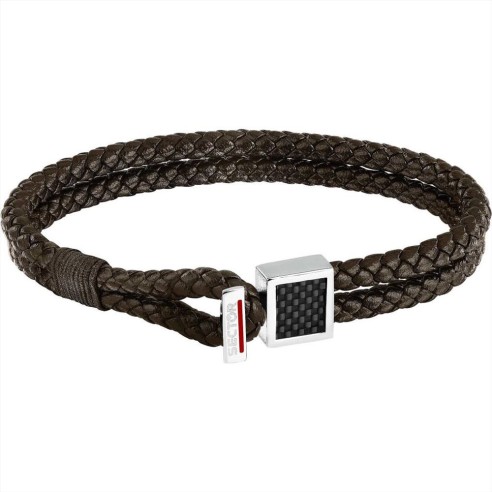 Bracciale Uomo Brand Sector Collezione Bandy Acciaio e Pelle Naturale SZV129