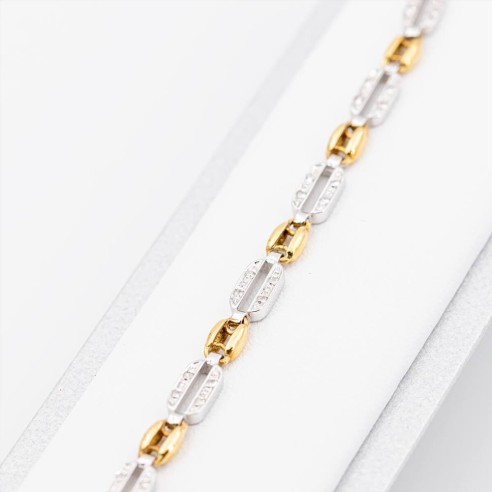 Bracciale Donna Oro 18 Kt giallo e bianco e...