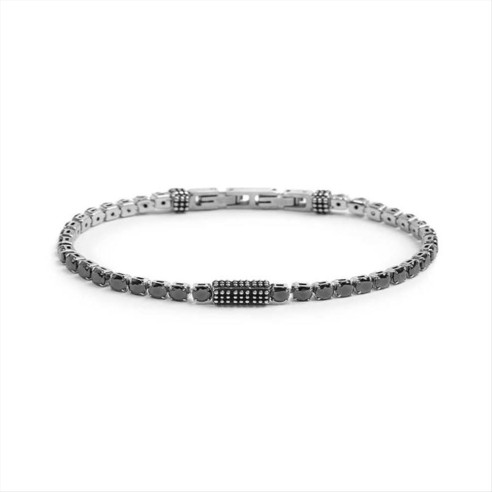 Bracciale Unisex Marlu' Catena Tennis Con Zirconi Neri da 4 mm 33BR0036N