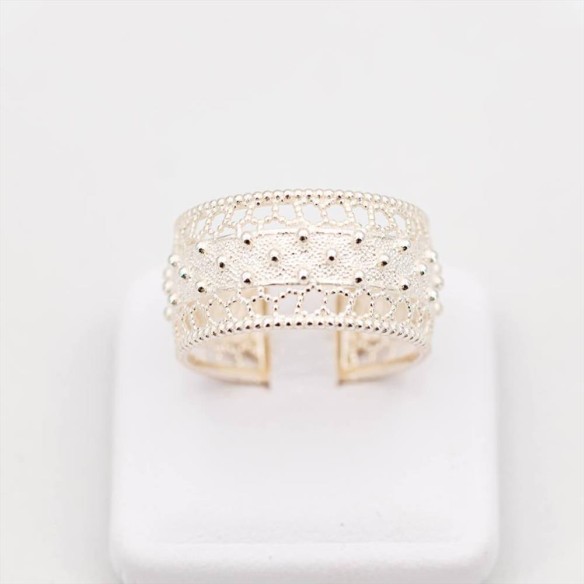 Anello Fascia Filigrana Sarda Argento 925/ooo Granulazione Traforo