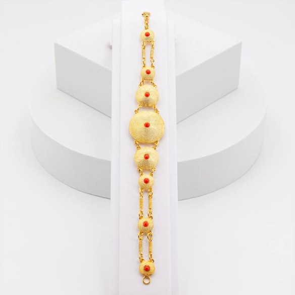 Bracciale Corbula Otto Elementi a Scalare Argento 925/ooo Dorato e Coralli