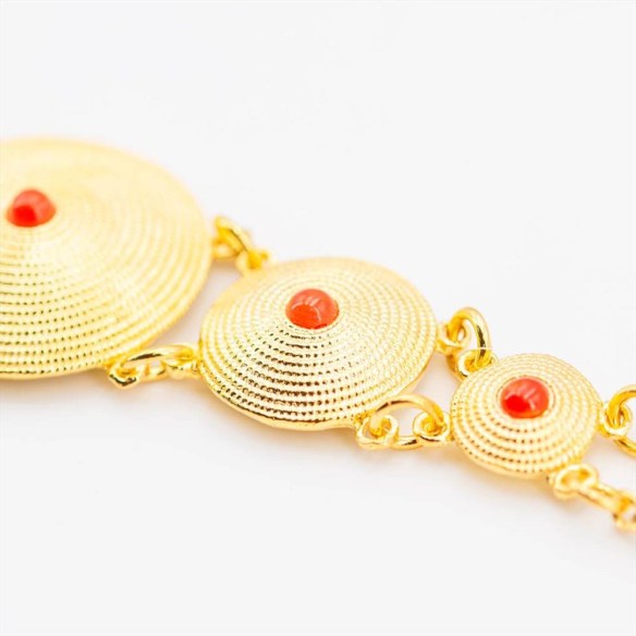 Bracciale Corbula Otto Elementi a Scalare Argento 925/ooo Dorato e Coralli