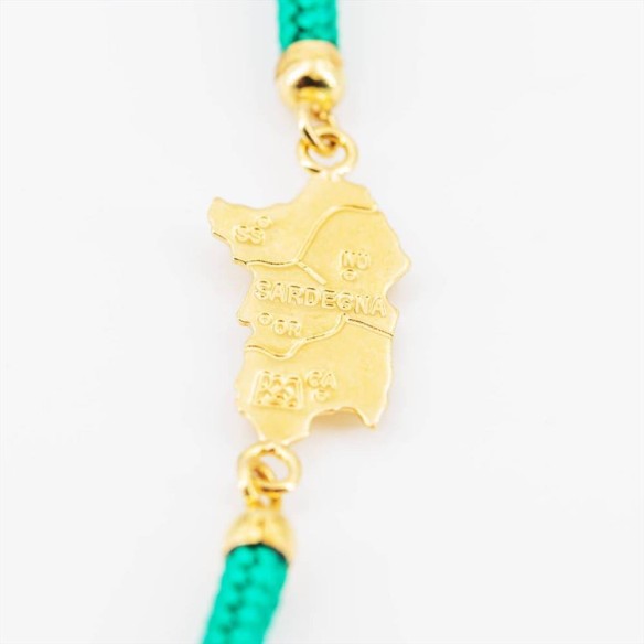 Bracciale Uomo Donna Sardegna Oro su Cordino verde
