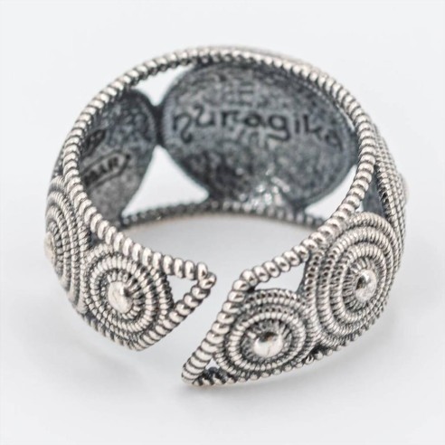 Anello Donna Fascia Corbula Cesto Sardo Argento...