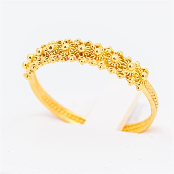 Anello Donna Mezzo Giro Filigrana Sarda Oro 18 Kt Lavorazione Nido D'Ape