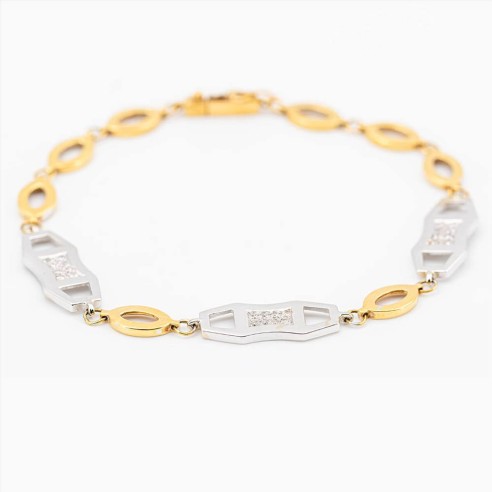 Bracciale Donna Oro giallo e bianco oro 18 Kt....