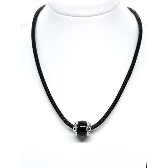 Collana Uomo Su Coccu Amuleto Sardo Argento su Onice  e Sagola Nera