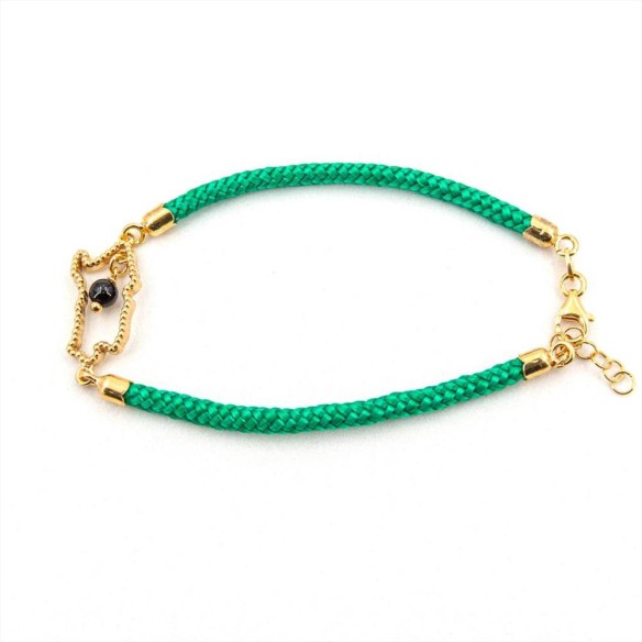 Bracciale Donna Uomo Sardegna Argento Dorato Su Coccu Sagola Verde Talismano