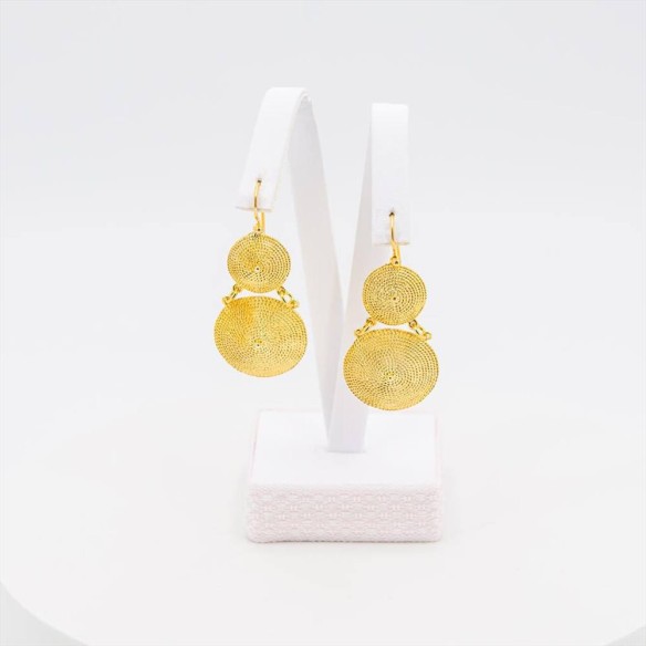 Orecchini Corbula Due Elementi a Scalare Argento 925/ooo Dorato