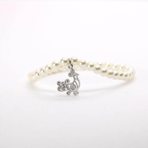 Happiness Boutique Bracciale da donna pendente perla | Bracciale impermeabile con perline in acciaio inossidabile in oro - oro rosa, argento | Bracciale in filigrana con ciondolo perla